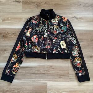 Ed Hardy Tattoo Embroidered Crop Track Jacket XL